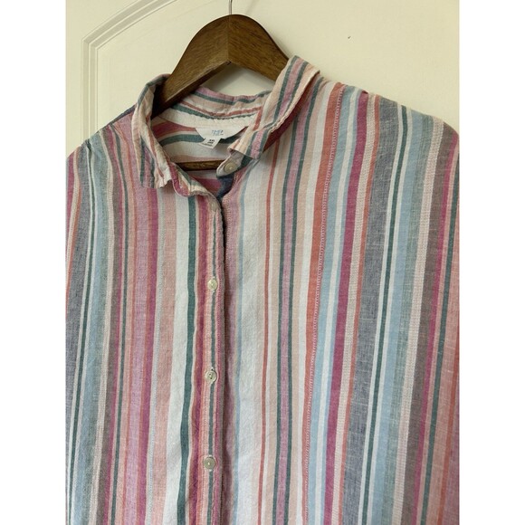 Time & Tru Womens Shirt XXL Linen Blend Button Front Pink Vertical Stripes 2XL - Picture 3 of 10